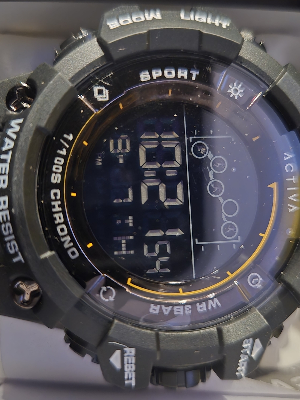 Ativa Black Digital Sport Watch with Yellow-Orange Accents